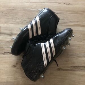 Adidas Scorch Black and White High Top Athletic Cleats